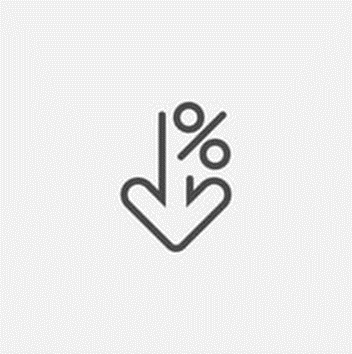 down arrow with percentage 
